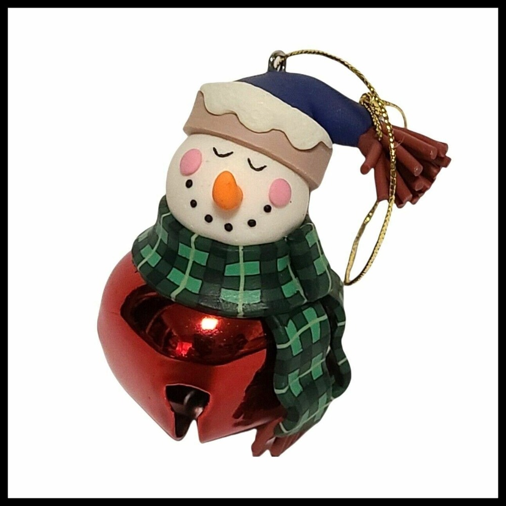Cute Snowman Christmas Ornament Red Bellโ Green Scarf Blue Hat Holiday Decor